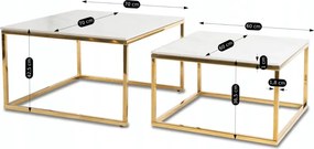 Zestaw Stolików Kawowych TENOR Biały Marmur/Złoty do Salonu Glamour