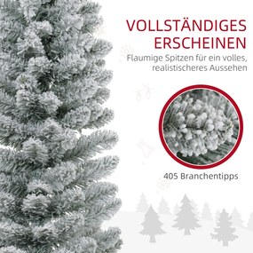 HOMCOM Choinka 210 cm, Girlanda LED, Sztuczne Gałęzie, Ognioodporne, Metalowa Podstawa, Zielony | Aosom PL