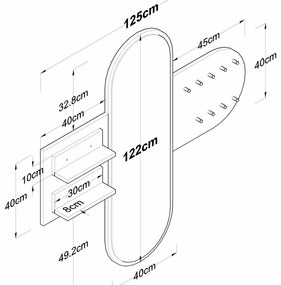 Wieszak ścienny z lustrem Pomi White and Walnut