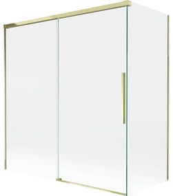 Mexen Rox parawan nawannowy 2-skrzydłowy rozsuwany 150 + 70 x 150 cm, transparent, złoty - 8C9-150-070-50-00