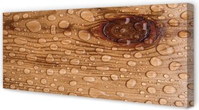 Obraz canvas na ścianę Krople na Naturalnym Drewnie