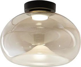 Brena - Okrągła lampa sufitowa z wbudowanym oświetleniem LED Fabas Luce - ściemnialna lampa ścienna LED 19W - wklęsła w kolorze koniakowym