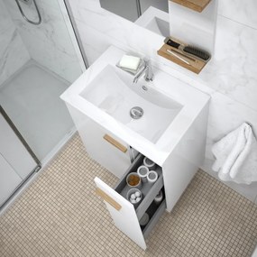 Szafka pod umywalkę L-WOOD 59 cm biały połysk KROFAM