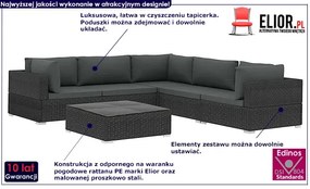 6-częściowy czarny zestaw wypoczynkowy do ogrodu - Owis 6A