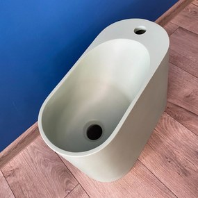 Umywalka z kamienia syntetycznego nablatowa / wisząca owalna zielona 45 x 22 cm OVELA Green