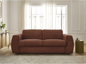 Pomarańczowa sztruksowa rozkładana sofa do spania 240 cm Hugo – Bobochic Paris