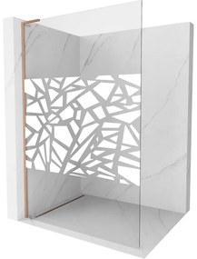 Mexen Kioto L ścianka prysznicowa Walk-in 100 x 200 cm, biały wzór, miedź szczotkowana - 800-100-103-65-85
