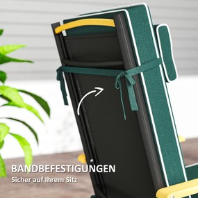 Outsunny Poduszka na siedzenie 120 x 47 x 9,5 cm odporna na wodę z paskami, zagłówkiem, UPF50+, Zielony