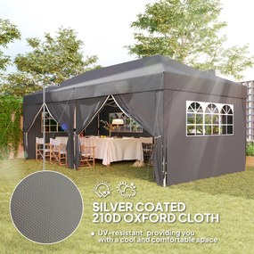 Outsunny Pawilon ok. 6x3m Stabilny Zimoodporny Pop-up Składany Pawilon z Oknami, Drzwiami na Zamek, Ściankami, Ochroną UV | Aosom PL
