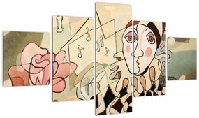 Obraz - Kubizm - harlequin and rose (125x70 cm)