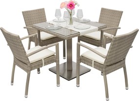 Zestaw rattanowy ogrodowy GINA 1+4 (szaro-beżowy)
