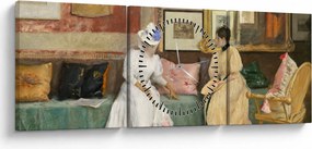 Obraz - William Merritt Chase, A Friendly Call, reprodukcje (z zegarem) (90x30 cm)