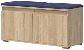 Nowoczesna szafka na buty z siedziskiem dąb sonoma + granat E8-D50