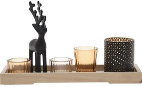 Dekoracyjny zestaw świeczników na podstawie Reindeer 6 szt., 31,5 x 9,5 x 2,5 cm