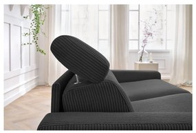 Ciemnoszara sztruksowa rozkładana sofa 215 cm Monaco – Bobochic Paris