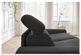 Ciemnoszara sztruksowa rozkładana sofa 215 cm Monaco – Bobochic Paris