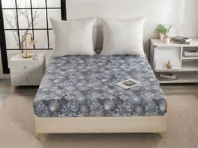 PrzytulneMieszkanie.pl Prześcieradło z mikrofibry SNOWFLAKE niebieskoszare 90x200 cm