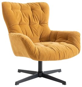 Fotel obrotowy z żółtą tapicerką - OPHELIE