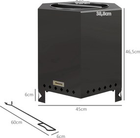 Outsunny Palenisko Ogrodowe z Pogrzebaczem, 45 x 38,8 x 46,5 cm, Srebrno-Czarne