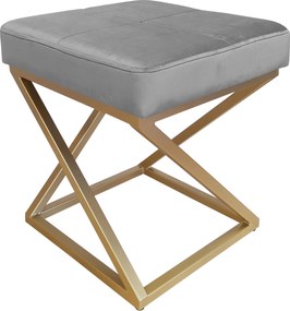 Pufa ZOA tkanina Welur loft ławka podnóżek metal : Kolor Stelaża - Złoty, Kolor tkaniny - VELVET - MG17, Typ tkaniny - Velvet