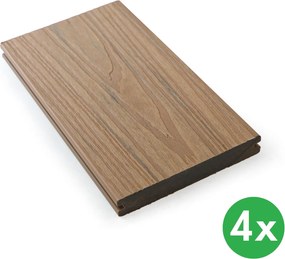 Deski tarasowe WPC koextrudowane, pełny profil, 140 × 23 × 2850 mm, 4 szt., teak