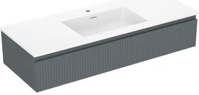 Mexen Rivel szafka łazienkowa 120 cm z umywalką Otis, 1 szuflada, ryflowana , grafit mat/biała mat - 91A20-12023-1-BF66-W18M0