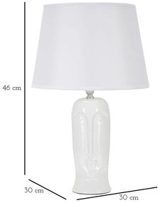 Biała ceramiczna lampa stołowa z tekstylnym kloszem (wys. 46 cm) Statua – Mauro Ferretti