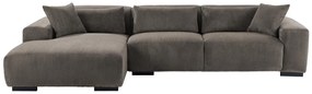 Kanapa narożna lewa welurowy z sztruksowego materiału w kolorze taupe OVENTINO od Maison Céphy