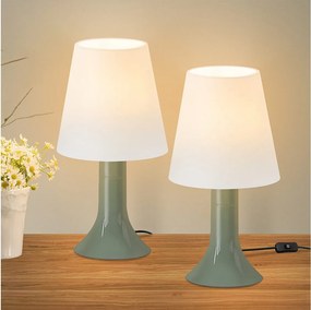 NETTLIFE Lampka nocna do salonu Lampa stołowa z kablem - Zestaw 2 małych zielonych lamp E14 Nowoczesne lampy stołowe