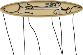 Lampa wisząca w stylu Hotel Chic mosiężna z białym szkłem prostokątna 6-punktowa - Misty