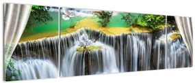 Obraz - Widok magicznych wodospadów (170x50 cm)