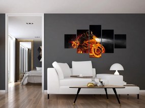Obraz - Motocyklista z płomieniami (125x70 cm)