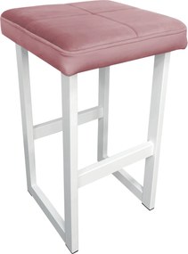 Hoker ALEX krzesło barowe tkanina Welur podstawa metalowa : Kolor Stelaża - Biały, Kolor tkaniny - VELVET - MG58, Wysokość - 75 cm