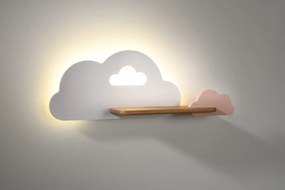 Biało-różowa lampka dziecięca ścienna z półką - K001-Olden