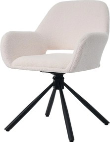 Zestaw 6 krzeseł Sherpa, nowoczesny design, obrotowe z podłokietnikami – białe