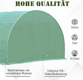Outsunny Szklarnia Tunel Foliowy 6x3x2m Ochrona Roślin w Ogrodzie Zielona | Aosom PL