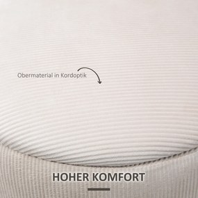 HOMCOM Pufy z Przestrzenią do Przechowywania, Zestaw 2 Sztuk, Miękkie Wyściełanie, Obicie w Prążki, Kremowe, 40 x 41cm