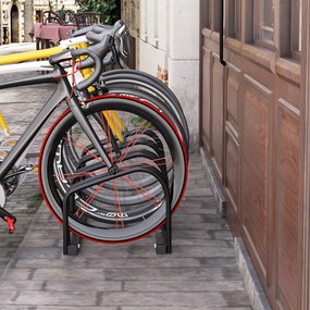 HOMCOM Stojak na 4 rowery Trwały i odporny na warunki atmosferyczne Montaż na ścianie lub podłodze Stal Srebrny 110x33x27cm | Aosom PL