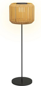 Outsunny Lampa solarna LED do ogrodu z rattanu Wodoodporna z panelem słonecznym i czujnikiem światła Stalowa żółta | Aosom PL