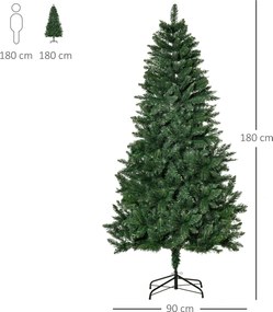 HOMCOM Sztuczna Choinka 180 cm sosnowa z 724 gałęziami i metalowym stojakiem do wnętrz | Aosom PL