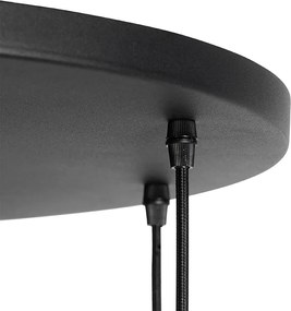 Lampa wisząca w stylu art deco czarna ze szklanymi kulami w kolorze złotym, 7-światłowa - Pallon