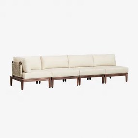 Narożna Sofa Ogrodowa Modułowa Giulia 4-częściowa W Kolorze Akacji Kremowa - Sklum
