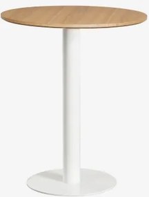 Okrągły Barowy Stół Z Mdf Xiren Ø70 Cm & Naturalny Brąz Drewna - Biały - Sklum