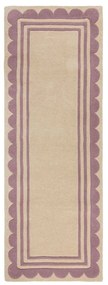 Fioletowo-naturalny wełniany chodnik tkany ręcznie 80x230 cm Lois Scallop – Flair Rugs