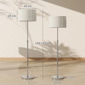 HOMCOM Lampa stojąca z pilotem, regulowana wysokość, klosz z tkaniny, metalowa podstawa, regulowana jasność, włącznik nożny, beżowy | Aosom PL