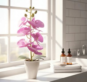 Storczyk w Doniczce Orchidea 37 cm Kwiat Sztuczny Fioletowy Doniczkowy