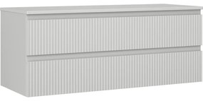 Mexen Rivel szafka łazienkowa podumywalkowa 120 cm z blatem, 2 szuflady, ryflowana , szara mat - 91A20-12047-2-BFFC62