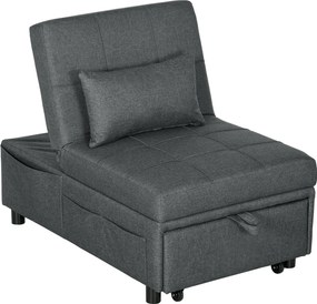 HOMCOM 4-w-1 wielofunkcyjna rozkładana sofa, składany fotel do spania z regulowanym oparciem i poduszką | Aosom PL