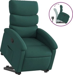 Fotel relaksacyjny zielony ciemny z funkcją podnoszenia elektrycznego i manualną regulacją położenia