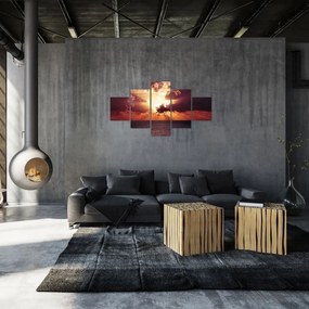 Obraz słońca za chmurami (125x70 cm)